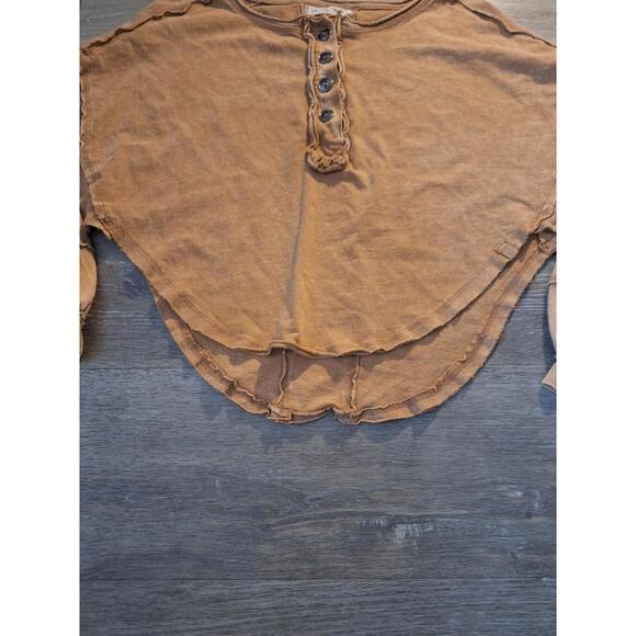 We The Free Melodi Henley Top Sz S Dolman Sleeve Cropped Boho Casual Round Hem - Picture 5 of 8